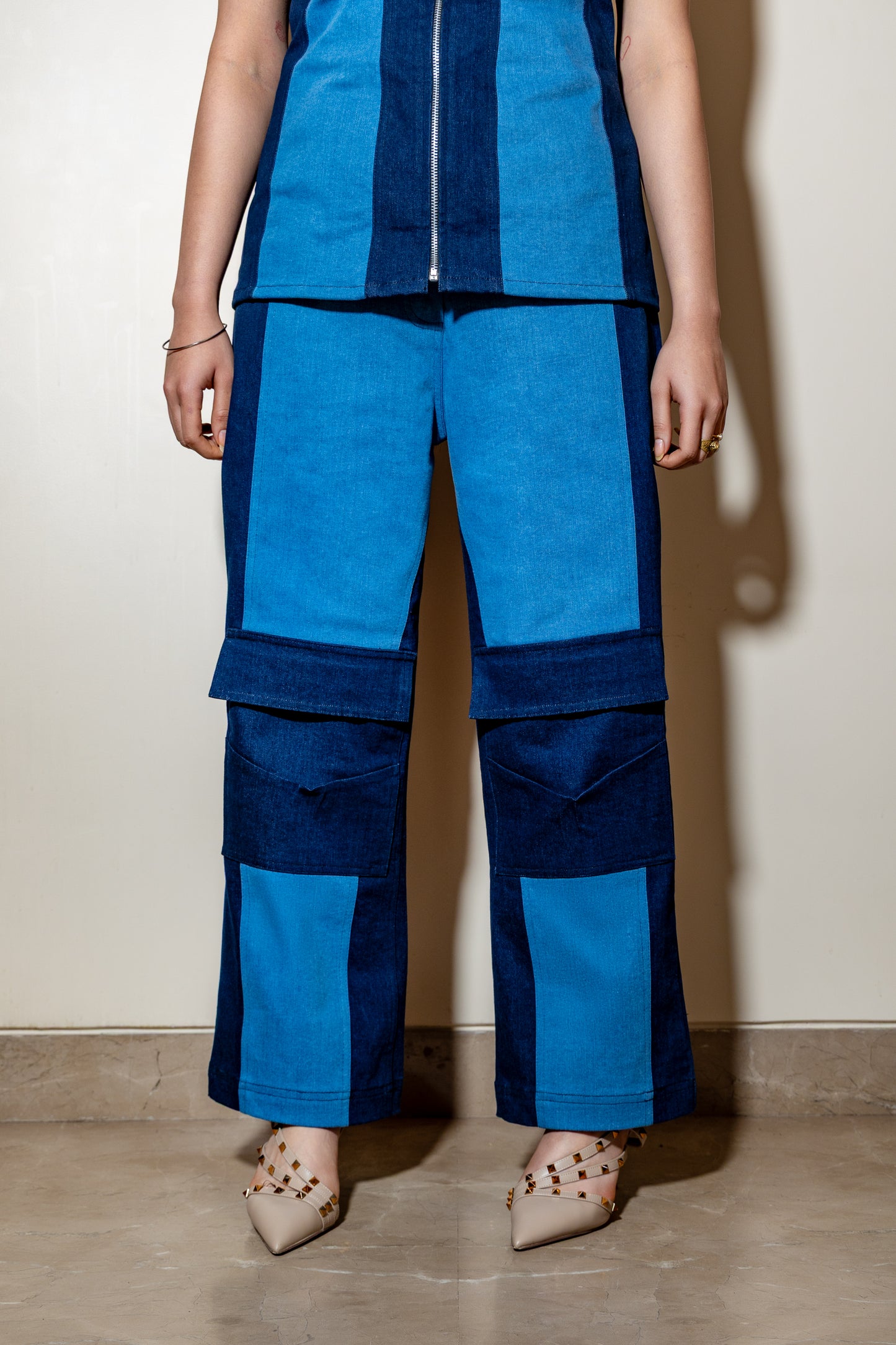 Contrast Panel Denim Co-ord