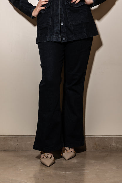 Structured Dark Blue Denim Pants