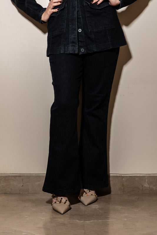 Structured Dark Blue Denim Pants