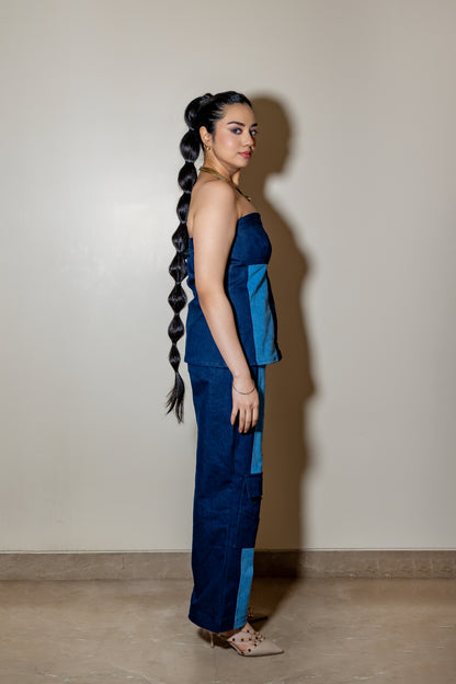 Contrast Panel Denim Co-ord