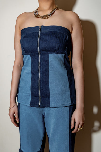 Contrast Panel Denim Co-ord