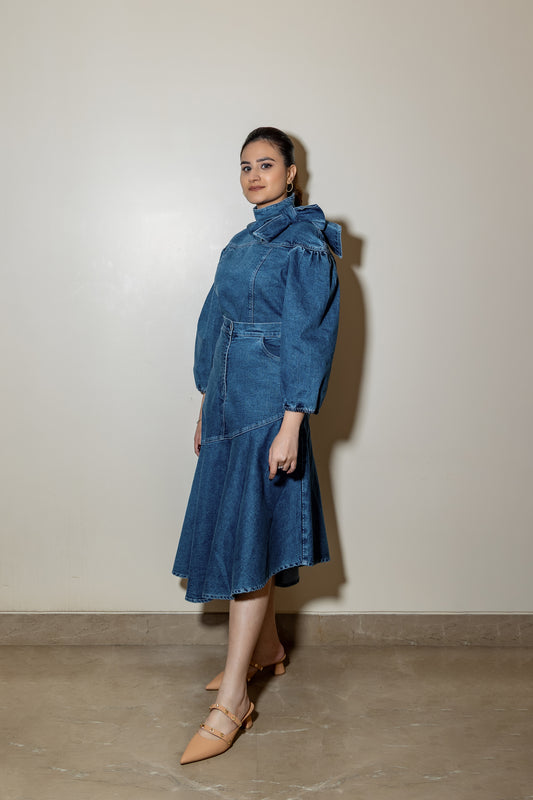 Asymmetric Seam Denim Skirt